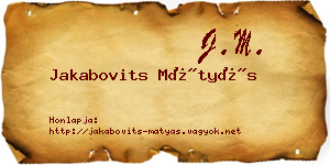 Jakabovits Mátyás névjegykártya