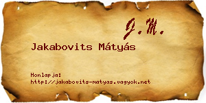 Jakabovits Mátyás névjegykártya