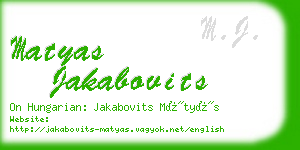 matyas jakabovits business card